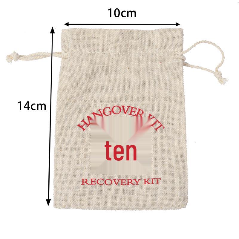 Red Cross Hangover Kit Cotton Drawstring Bag - Medicine Gift Packaging