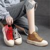Johnature Shoes Women Sneakers Genuine Leather Lace-Up Summer Sandals Mixed Colors Handmade Concise Platform Sneakers