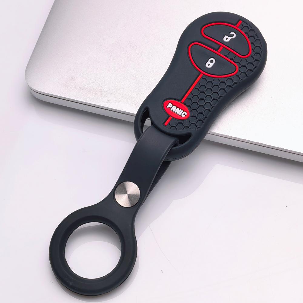 Key Fob Cover for Jeep Cherokee Durango Grand Liberty Dakota Caravan with Keychain Anti-Scratch Surface Shockproof Structure Soft Grip Texture