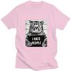 I Hate People Meow Tričko s potiskem Fun Cat Print Trička Volné Street Krátký rukáv Dámské/Mužské 100% bavlna Oblečení Neformální tričko
