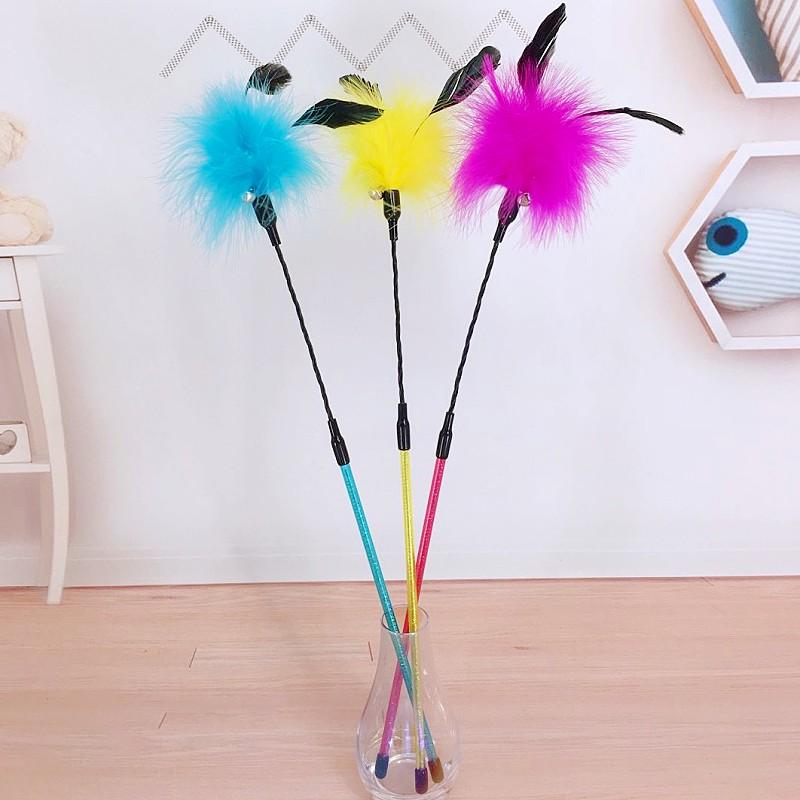 Cat Toy Feather Cat Toys Interactive Long Handle Cats Teaser Stick Bite Resistant Feather Toy for Cats Sticks Toy Pet Supplies
