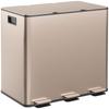 45L Triple Compartment Stainless Steel Bin With Deodoriser Holders Gold Tone