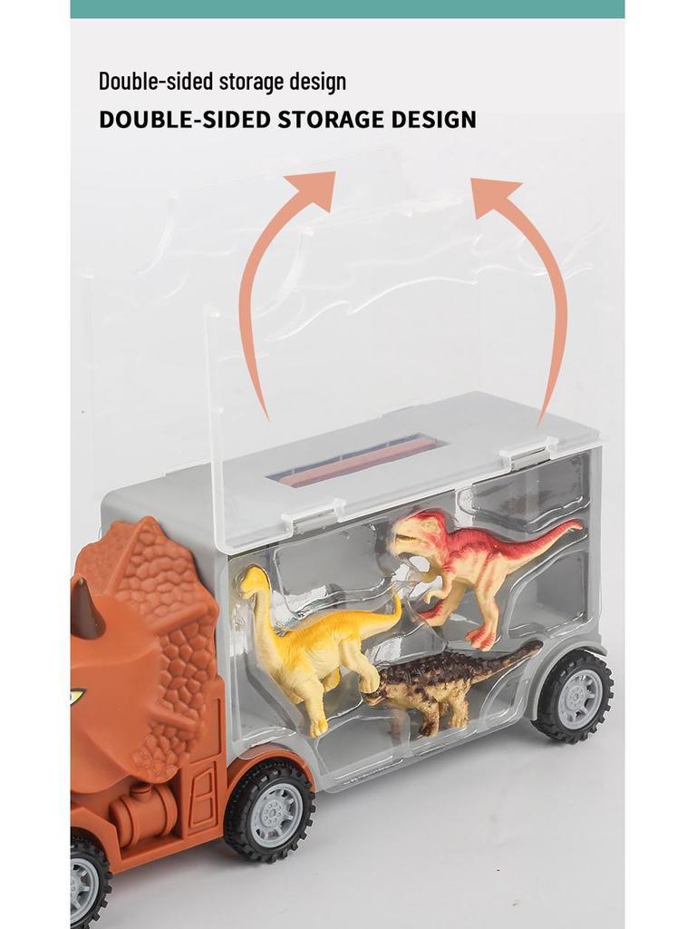 Dinosaur Truck Toy Storage & Transport Set with Alloy Car for Kids