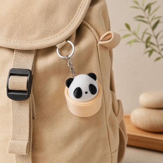 jijijing 3D Printed Steamed Bun Clicker Keychain, Stress Relief Push Button Fidget Toy, Finger Keyring Pendant Backpack Handbag Charm