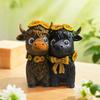 Resin Highland Cow Figurines Spring Sunflower Calf Lovers Gifts Scottish Cow Statue  Garden Decor