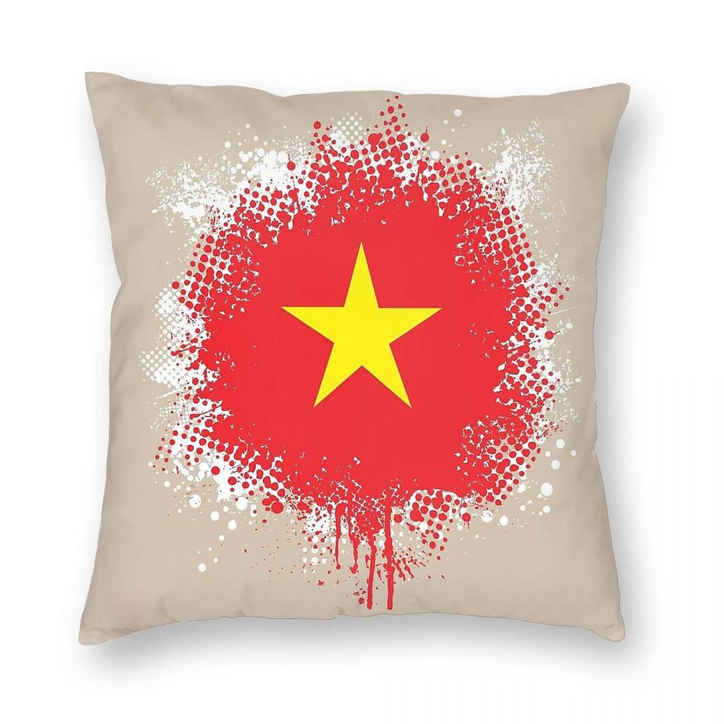 Flag Of Vietnam Splat Square Pillowcase Polyester Linen Velvet Printed Zip Decor Pillow Case Home Cushion Case