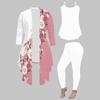 Plus Size Flower Print 3 Piece Outfit, Long Sleeve Open Front Cardigan Cami Top Leggings Set for Women