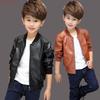 Baby Jungen PU Jacken 1-13 Jahre alt Rundhals Jacke Herbst Winter Plus Samt Verdickung Schwarz