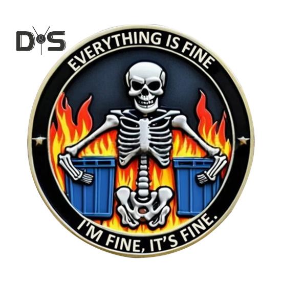 

Череп мусорный контейнер Blaze Coin красочный скелет вызов монета металлический вдохновляющий карманный жетон настольные аксессуары для коллег по работе мужчины женщины синий