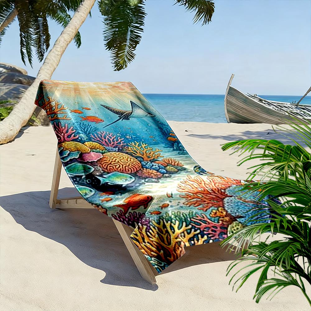 Underwater Coral Reef with Marine Life Beach towel quick-drying for travel outdoor sports jogging beach and swimming