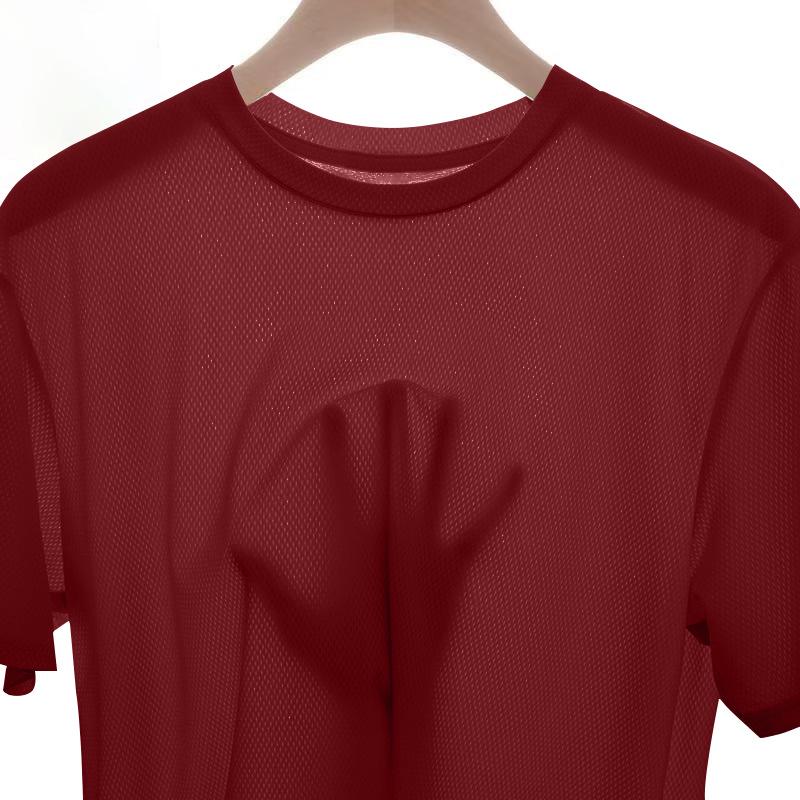 Men’s Ice Silk Mesh Fitness T-Shirt - Loose Fit, Round Neck, Short Sleeve, Breathable, Summer Sportswear