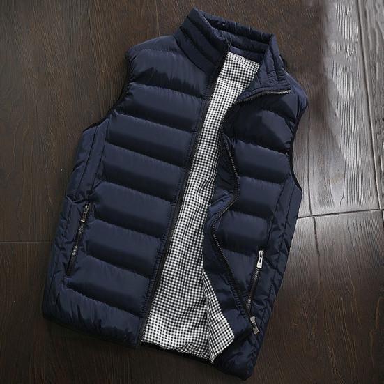 Men Vest Coat Waterproof Padded Thick Stand Collar Winter Waistcoat for Daily Wear