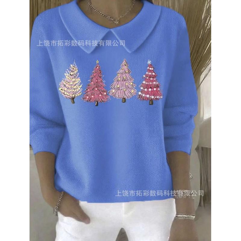 Womens Oversized Long Sleeve Crewneck Sweatshirt 2025 Fall Casual Pullover With 3D Print Acrylic Fabric