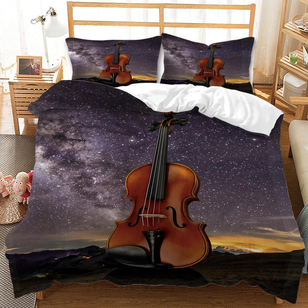 3D Music Bedding Set Single Double Bed Down Duvet Cover Pillowcase 2/3pc Guitar Cover Children's Adult Gift Home Textile