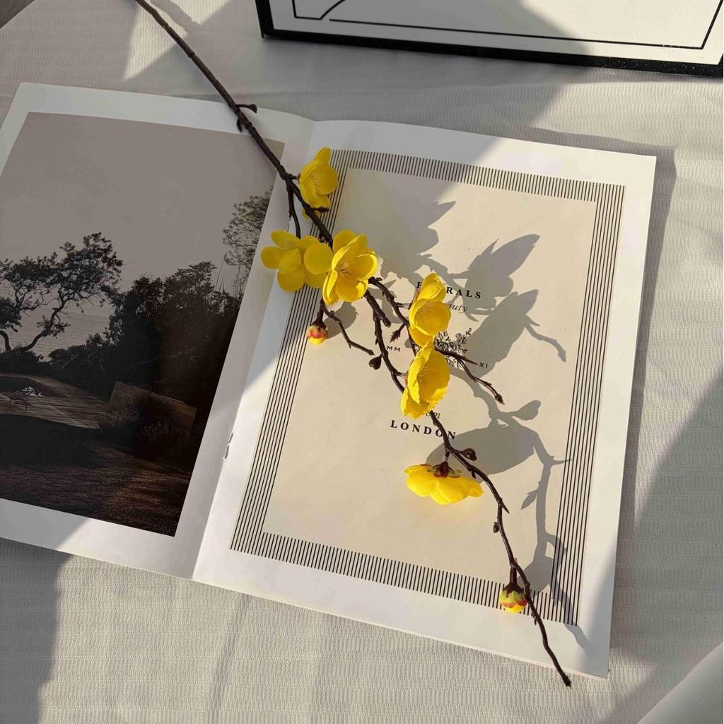 Artificial Plum Blossom Branch - Decorative Faux Flower Arrangement for Home