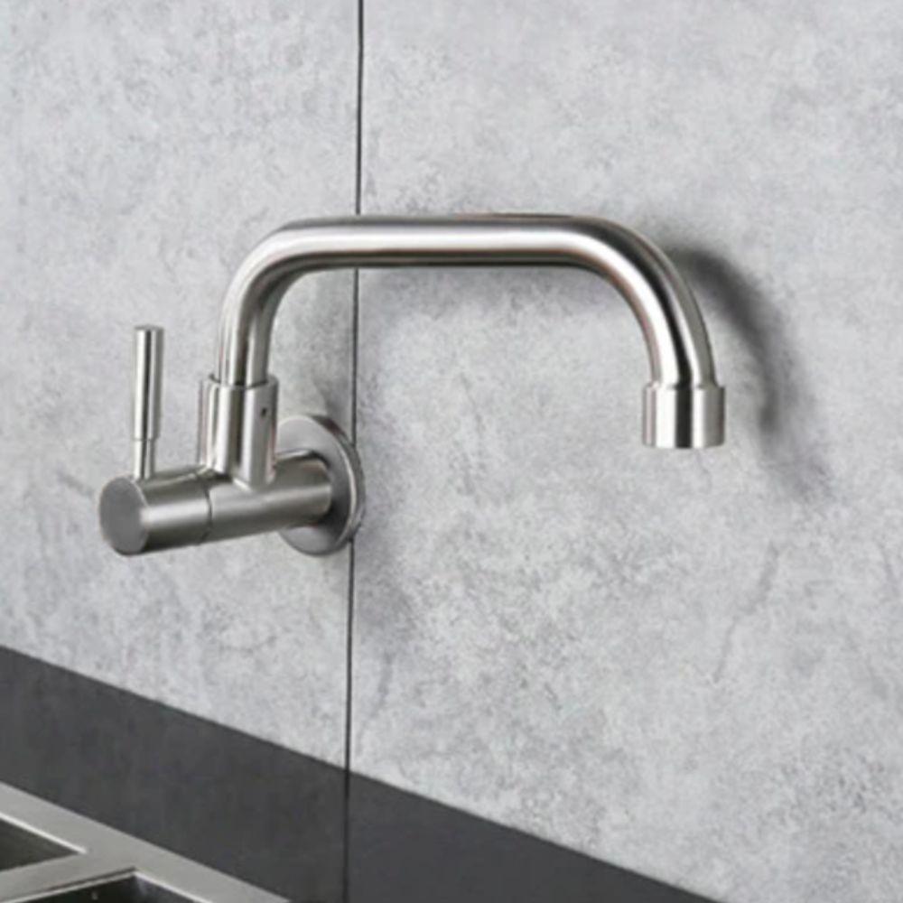 Wall Mounted Sink Water Tap Stainless Steel Single Cold Water Faucet  Washbasin