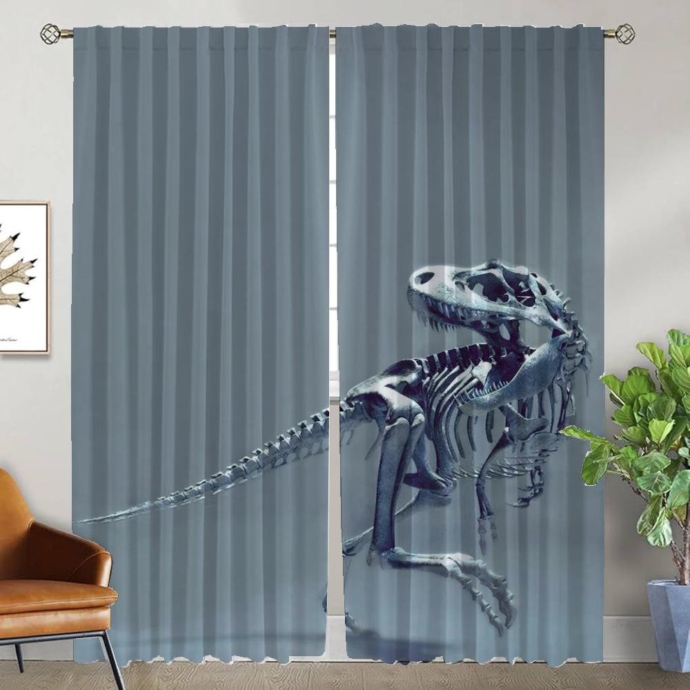 Kitchen Curtains 2 Pieces Jurassic Park Curtains for Bedroom Blackout Curtain Shades Halloween Decoration Living Room Curtain