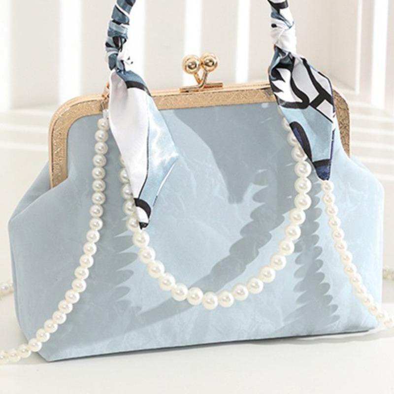 Shell Small Square Bag New Women's Bag One Shoulder Crossbody Pearl Bag Simple and Elegant Hanfu Versatile Evening Bag