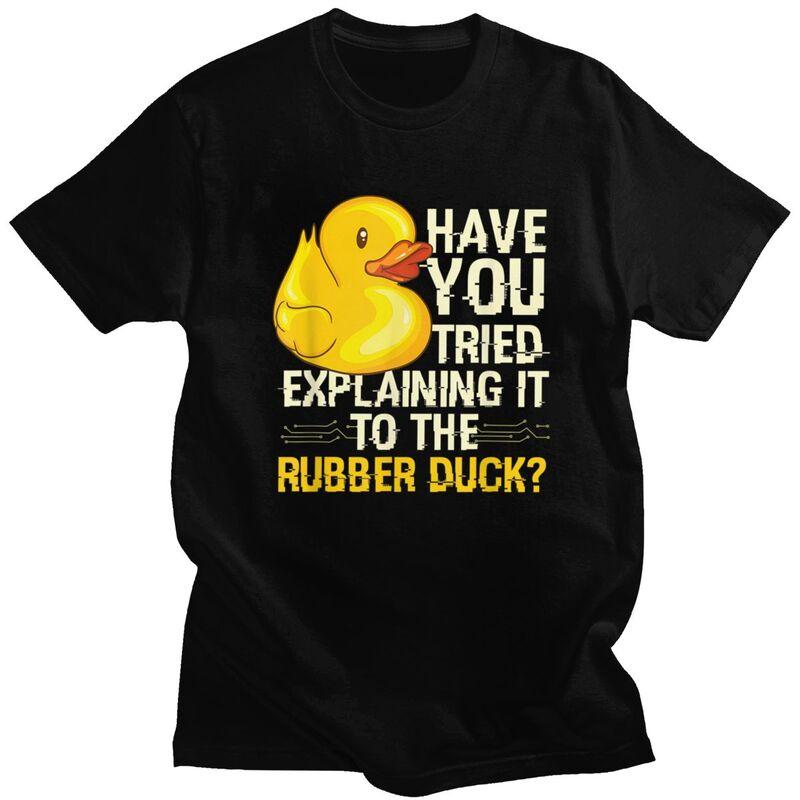 Custom Rubber Duck Debugging Funny Programmer T Shirt Men Short Sleeve 100% Cotton T-shirt Casual Tees Fashion Tshirt - Men s... S разноцветный