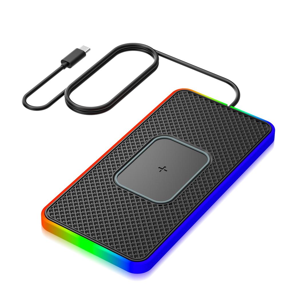 Chargeur de voiture sans fil 15W avec tapis antidérapant pour une expérience de conduite sûre