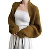 Women Knitted Cardigan Shawl Loose Bat Sleeves Solid Color Knitting Coat Short Style Shawl Coat Autumn Winter Wear