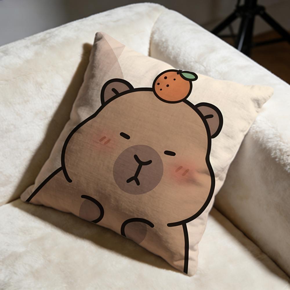 Capybara Cushion Cover Soft Decorative Pillow Case Suitable for Bedroom Sofa Car Travel Use
