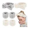 6 Piece Set Hair Band Cute Ladies Face Wash Prevents Sleeves Wet Stretchable Microfiber (Gray)