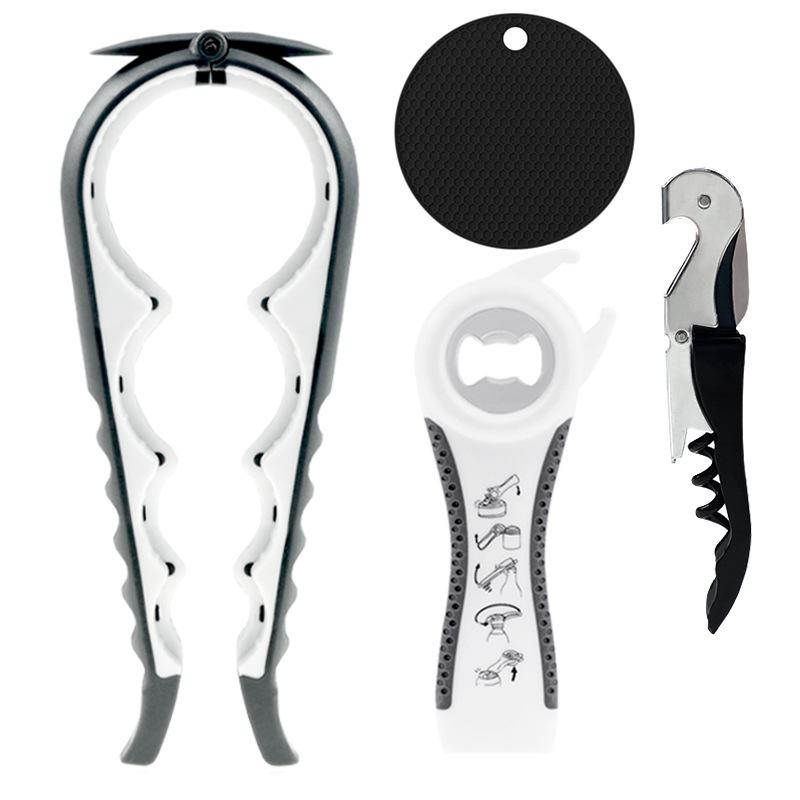 

4 шт., обновленная открывалка для банок, многофункциональная открывалка для бутылок, штопор для слабых рук, артрита, пожилых детей серый