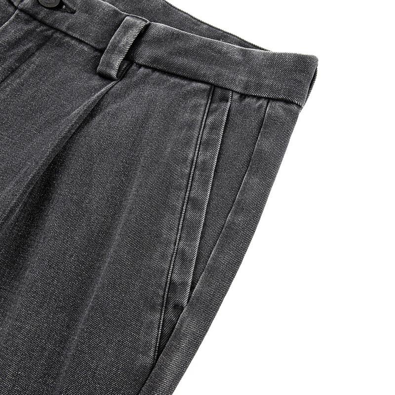 Qipai Men's Relaxed Fit Straight-Leg Ankle Jeans