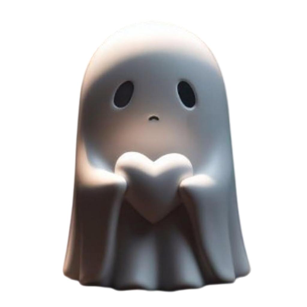 Slavnostní miniaturní kreslená figurka ducha ve tvaru srdce pro halloweenské dekorace Skvělá pro dekoraci stolu a pokoje