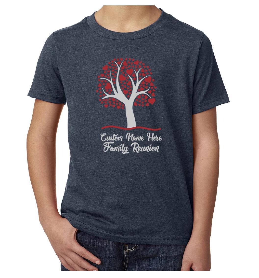 Family Tree with Hearts with custom name- Family Reunion youth T-Shirts S