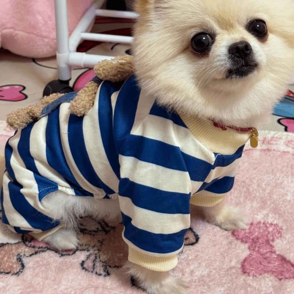 Keep Warm Winter Puppy Clothes Striped Pajamas Dog Jumpsuits Kawaii Pet Clothes  Corgi