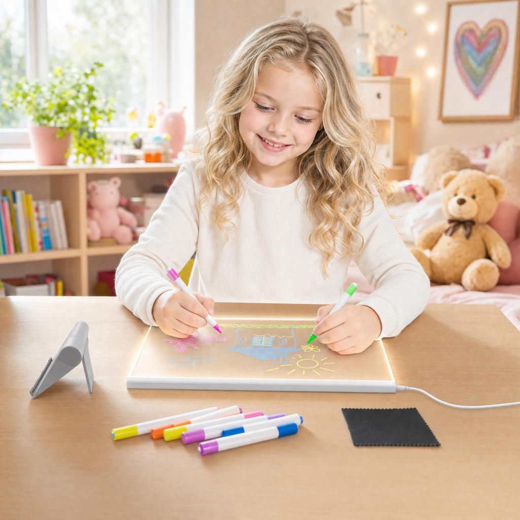 Kids Light Up Drawing Board - Acrylic Transparent Writing Tablet for Tracing, Sketching, and Creative Play, LED Light Board