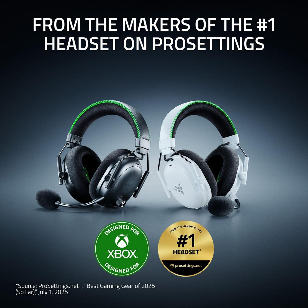 Razer BlackShark V3 Pro for Xbox Wireless Gaming 2nd Generation HyperSpeed 2nd Generation TriForce Biocellulose 50mm Battery Compatible with and