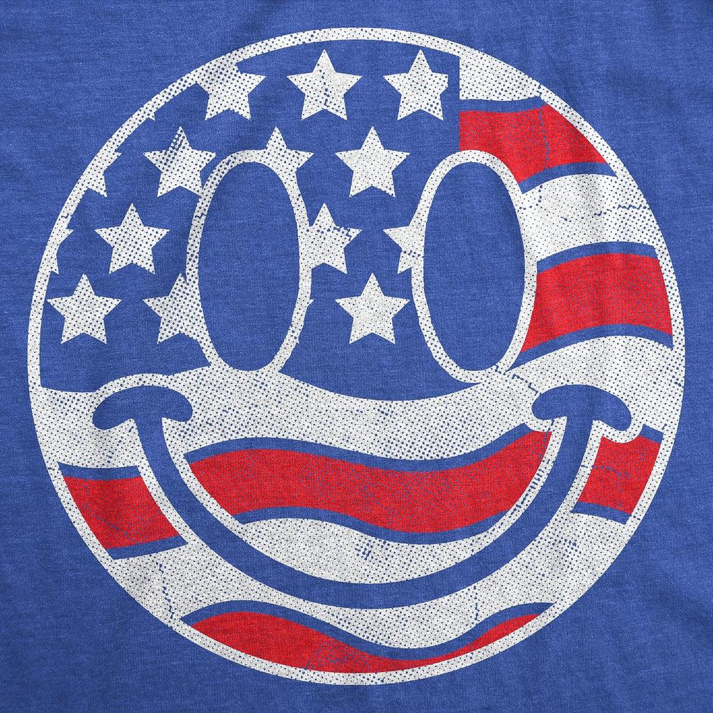 Mens Funny T Shirts American Flag Smile 4th of July Novetly Tee