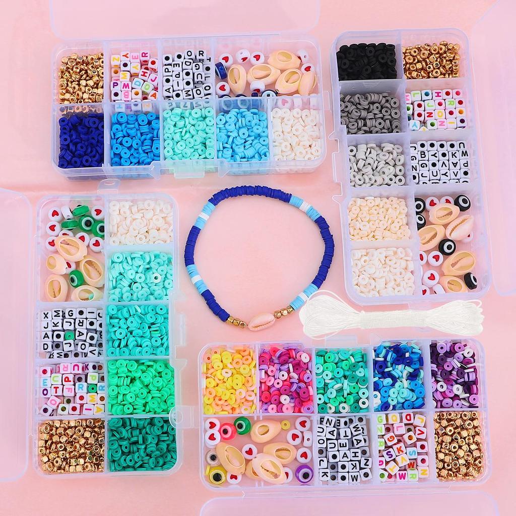 Perlen-Set, 1350 Stück/Box, weiche Keramik/Buchstabenperlen, Mix für die Herstellung von DIY-Halsketten und Armbändern
