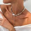 Irregular Pearl Beaded Choker Necklace Women Gold Color Fragment Metal Beads Collarbone Chain Minimalist INS Daily Neck Jewelry