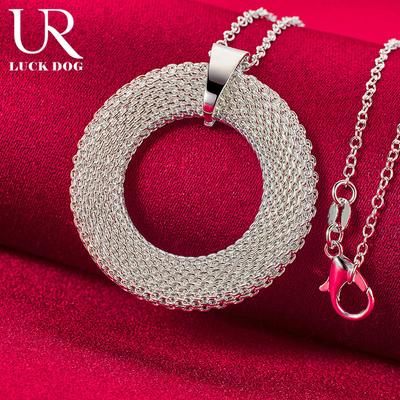 925 Sterling Silber Gewebter runder Anhänger Modischer Hochzeitsschmuck
