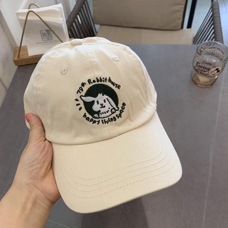 Peaked Baseball Cap Hat Rabbit Embroidery Pattern Uv Protection Unisex Design