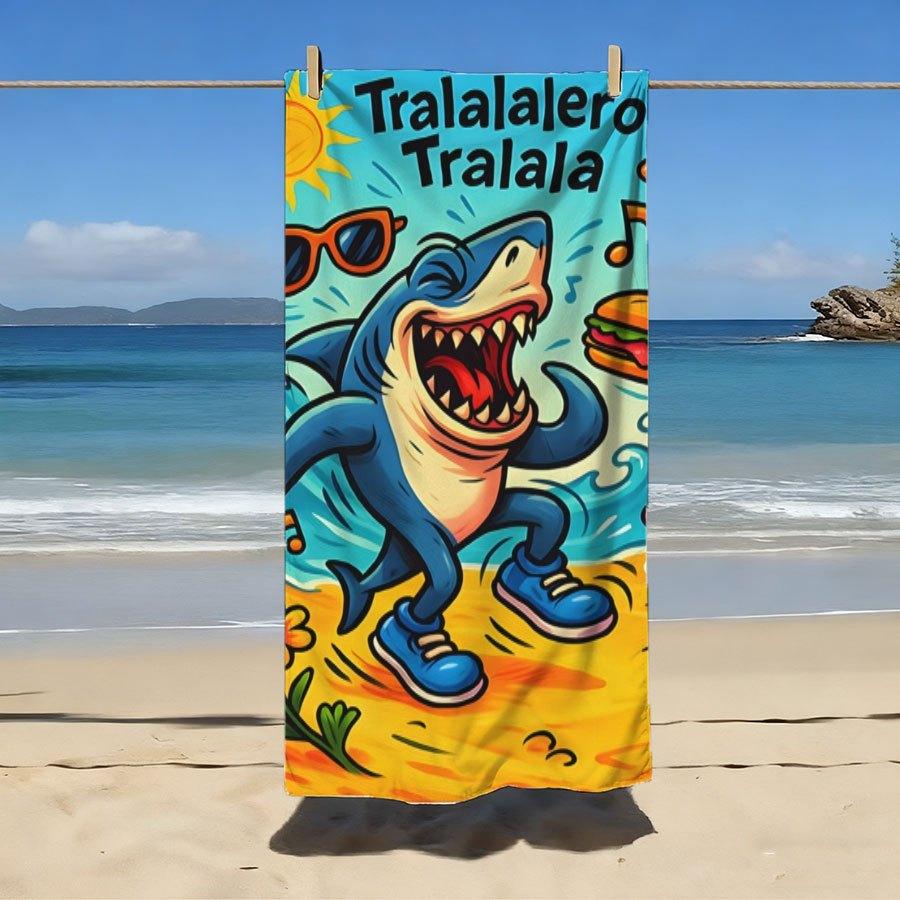1pc Tralalero Tralala Beach Towel Cartoon Quick-drying Super Absorbent Suitable for Beach Vacation Pool Summer Gift for Friends
