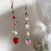 Lightweight Sweet Cute Strawberry Keychain Cellphone Charm Lanyard Lovely Fruits Bag Chain for Girls Aesthetic Jewelry Props