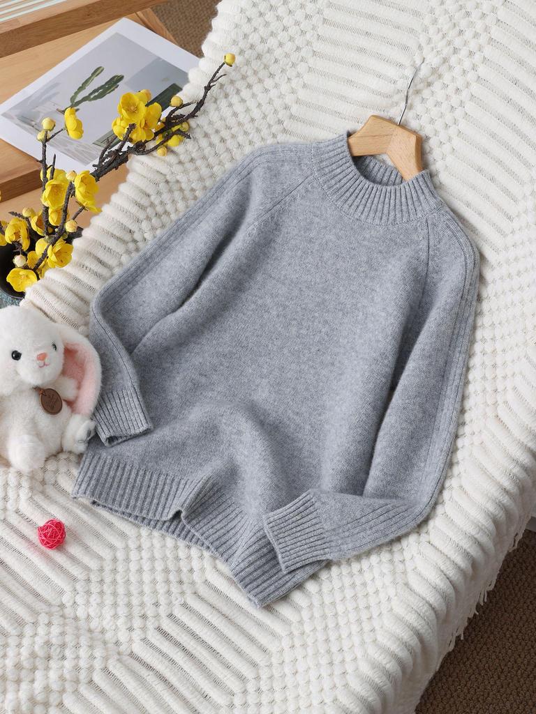 100% Pure Wool Kids' Thick Pullover Sweater - Warm Woolen Base Shirt for Boys & Girls