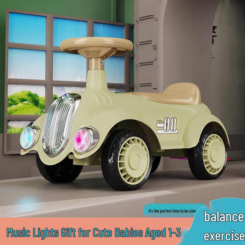 Balance Scooter im Vintage-Stil für Kinder von 1-3 Jahren - Wackel-Spielzeugauto für Kleinkinder