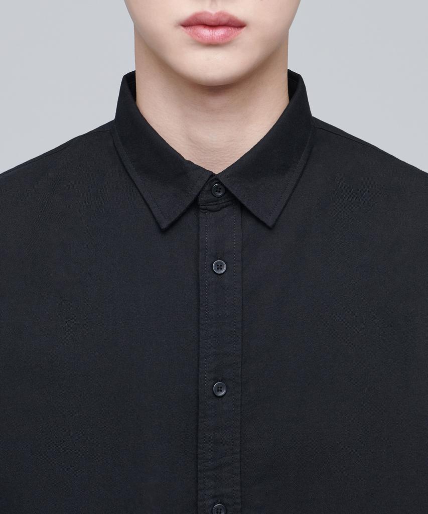MUSINSA STANDARD Oversized Oxford Short Sleeve Shirt [Black]