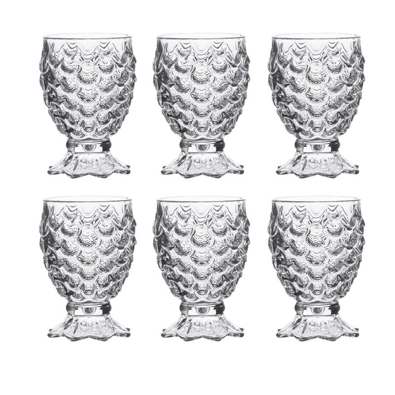 6pcs Set Mermaid Glass Cup 8.1 Oz Fish Scale Glass Cup 235ml Drinkware Ice Cream Juice Lemon Water Mugs Giving Gifts To Friends