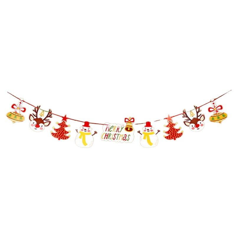 Pulling Flag Christmas Ornament Cartoon Santa Claus Party Hanging Banner Decor