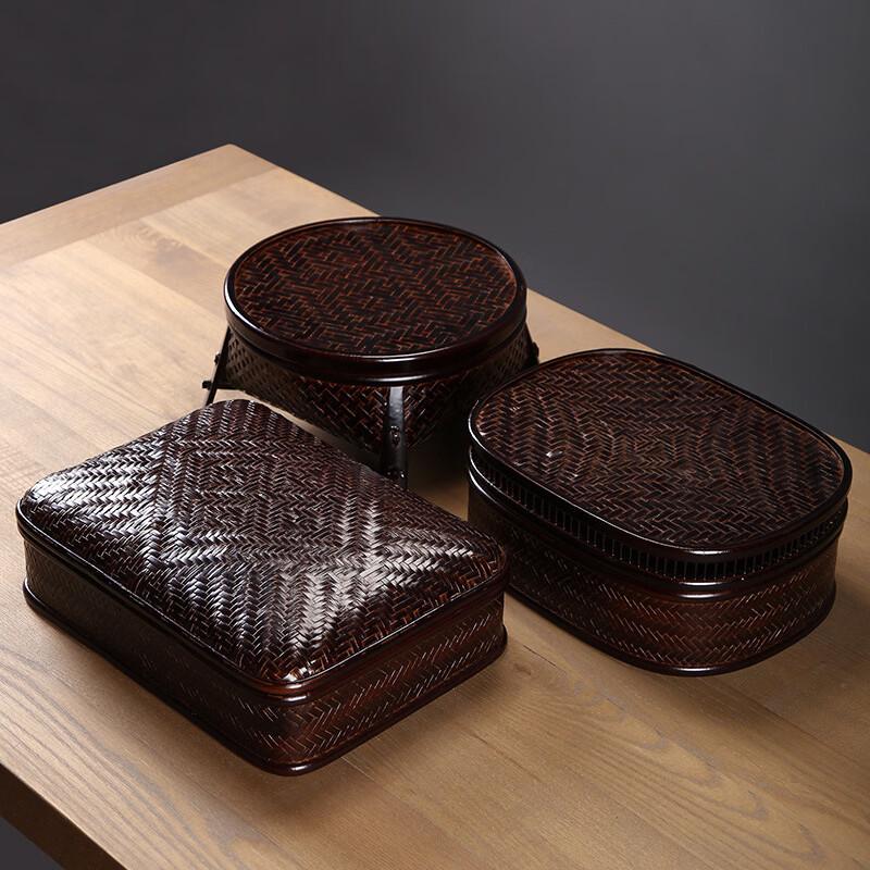 Japanese Style Lacquered Bamboo Storage Basket