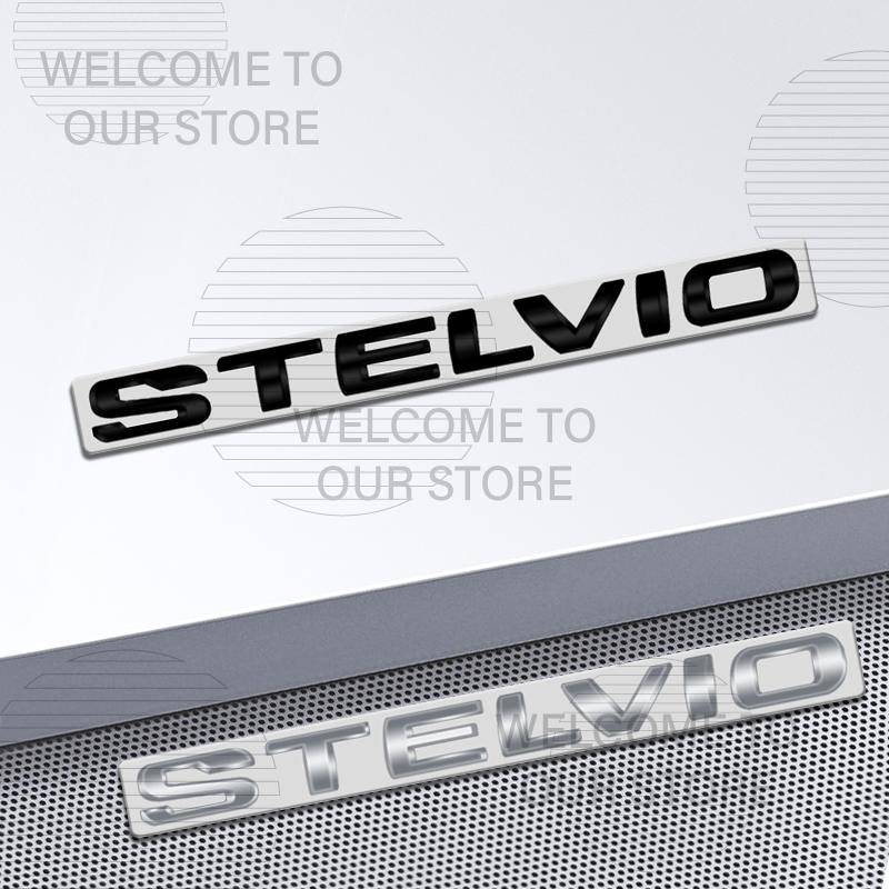 Car Decor Metal For Stelvio Alfa Romeo Letter Emblem 3D Sticker Accessories Glossy Black Tail Rear Trunk Decals