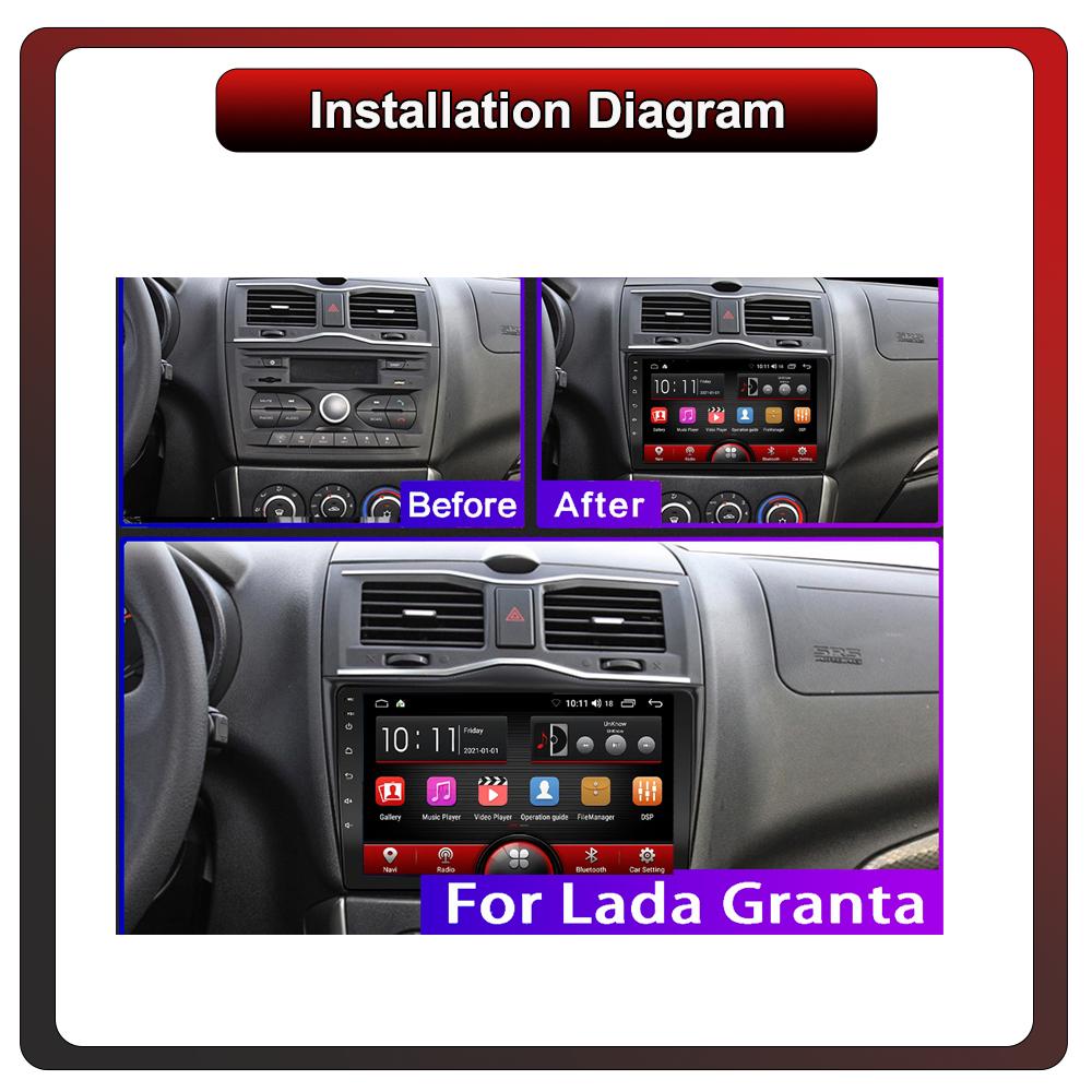 2Din Android Car-Play Car Radio,Lada Granta FL 2018-2024,Multimedia Player Head Unit Stereo GPS Navigation BT WIFI,1+16GB