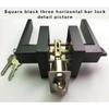 American Heavy-duty Handle Lock Aluminum Alloy Door Lock S Slot Key Square Black Bathroom Door Lock